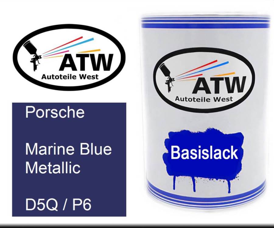 Porsche, Marine Blue Metallic, D5Q / P6: 500ml Lackdose, von ATW Autoteile West.